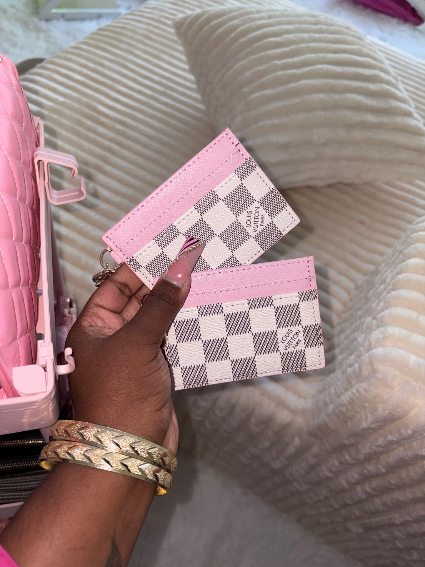 PINK CHECKER CARDHOLDER