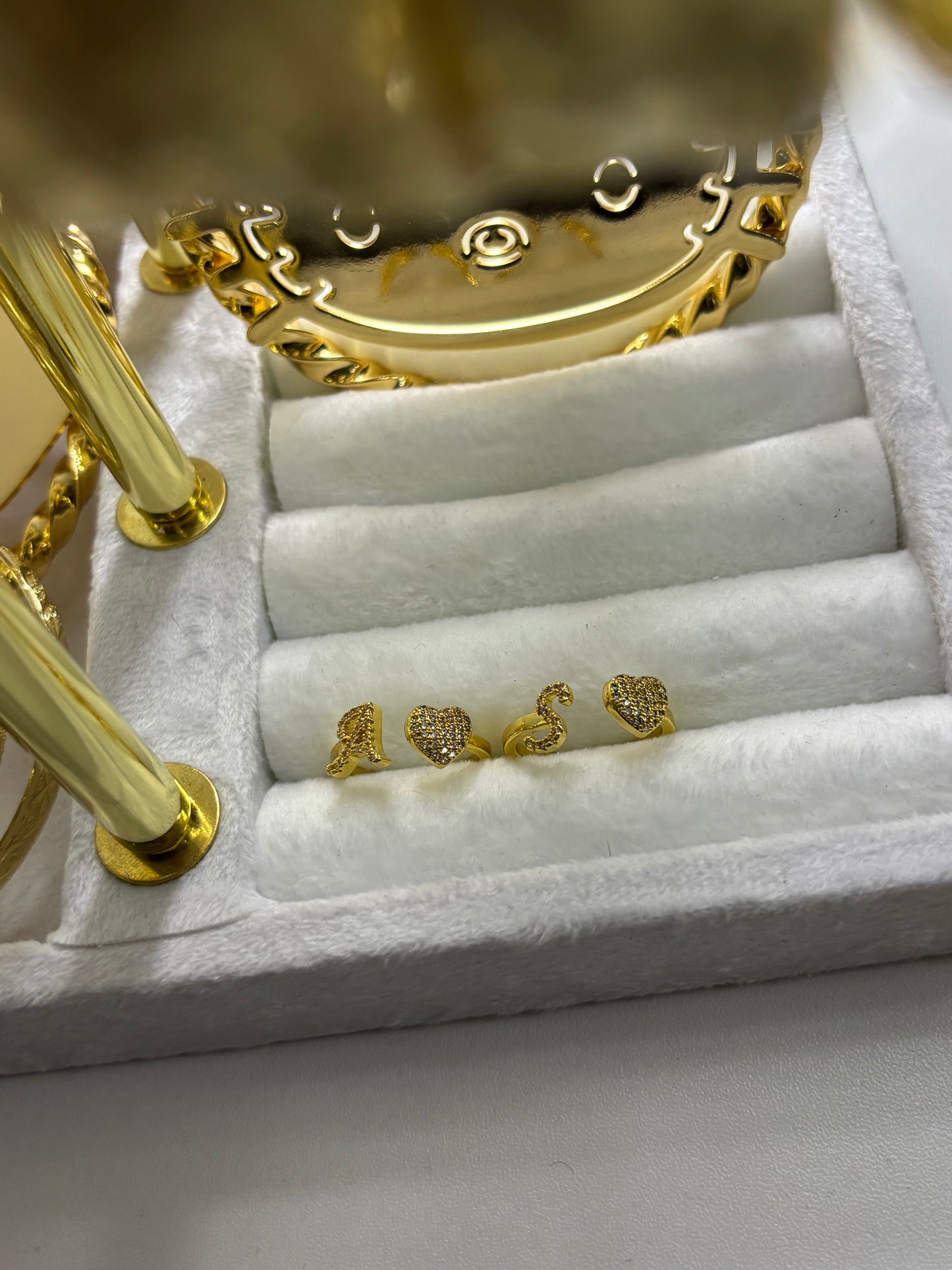 HEART INITIAL RING (adjustable)