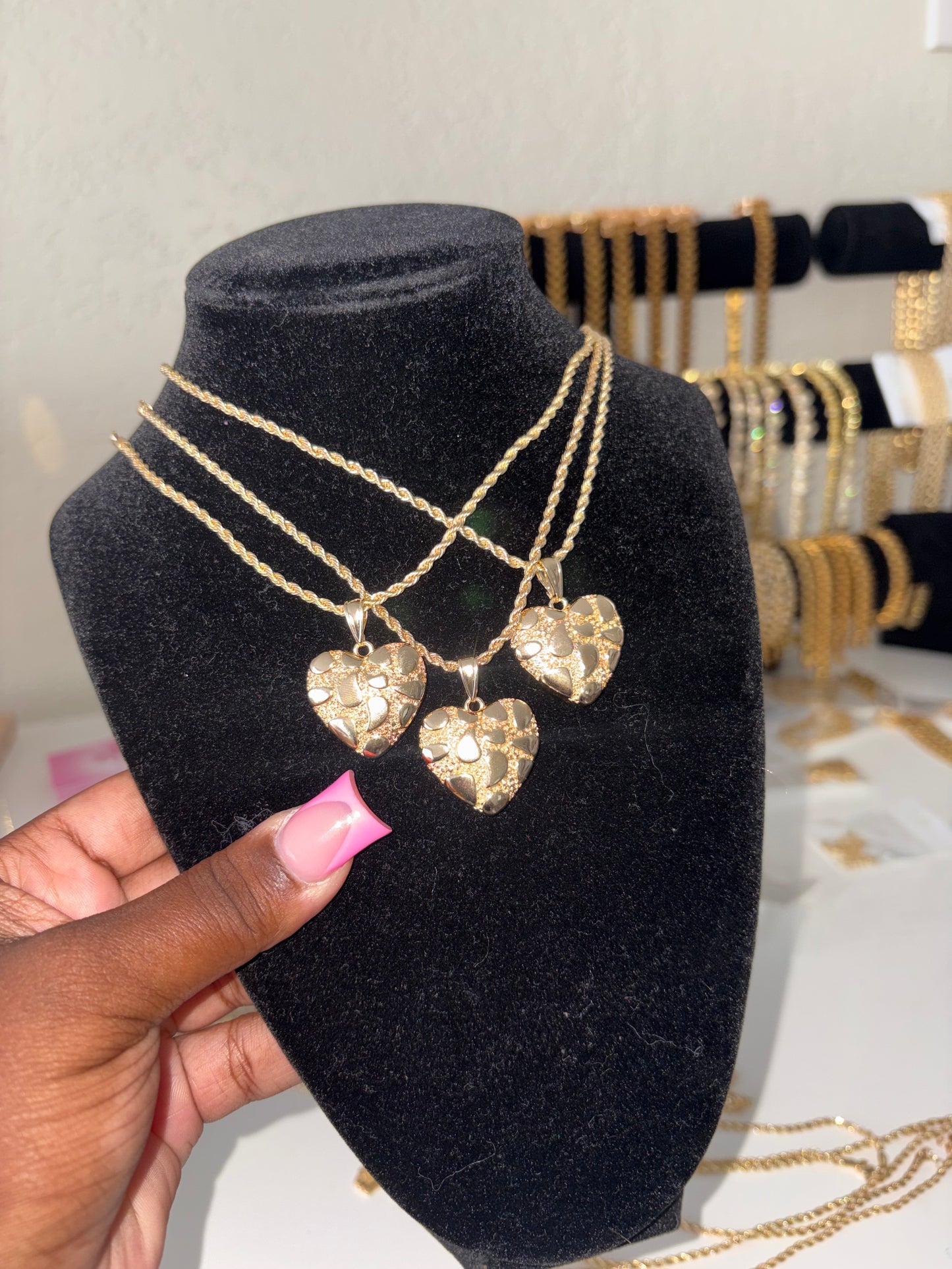 LARGE HEART NUGGET NECKLACE