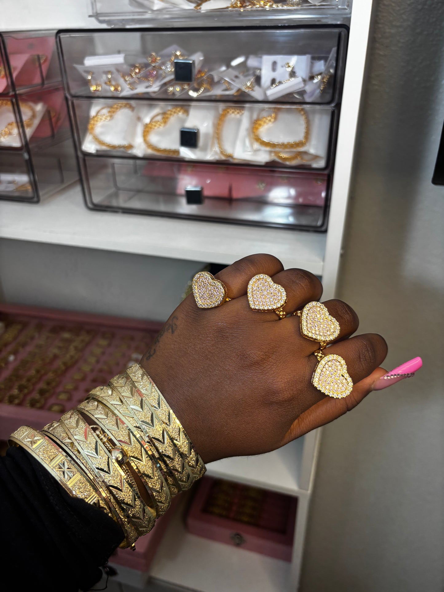 JUMBO PINK HEART RING