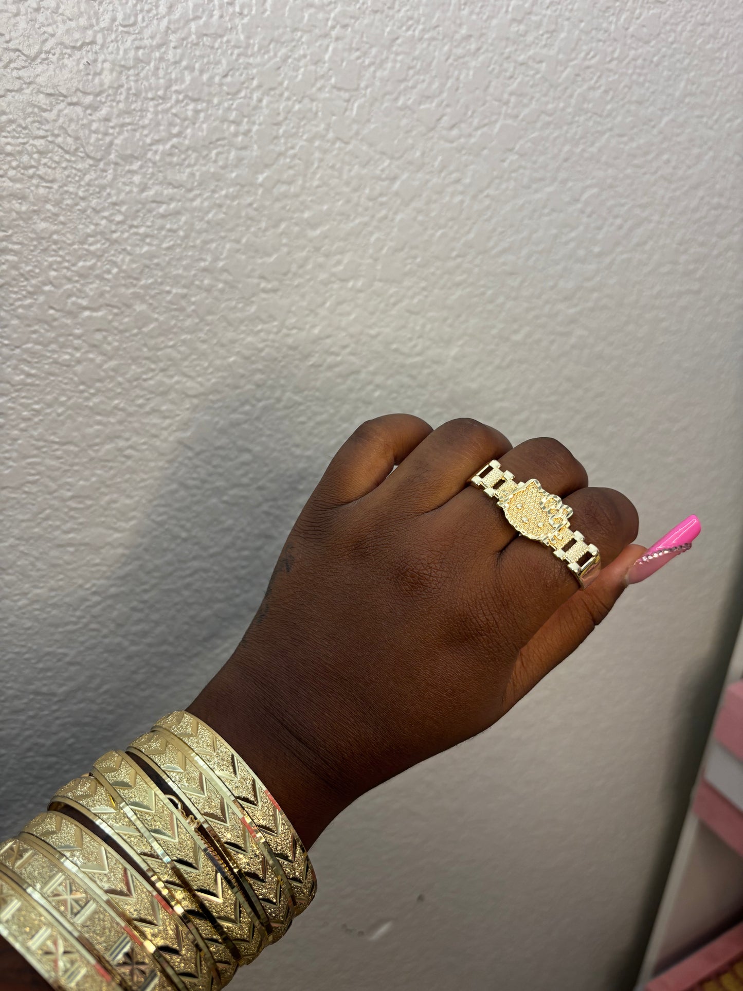 HK FACE DOUBLE FINGER RING