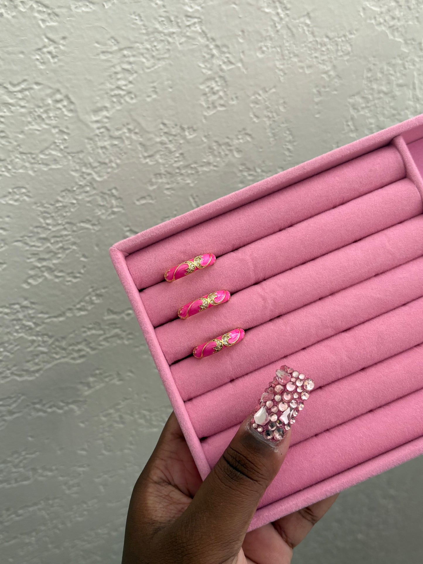 DARK PINK FLORAL RING (adjustable)