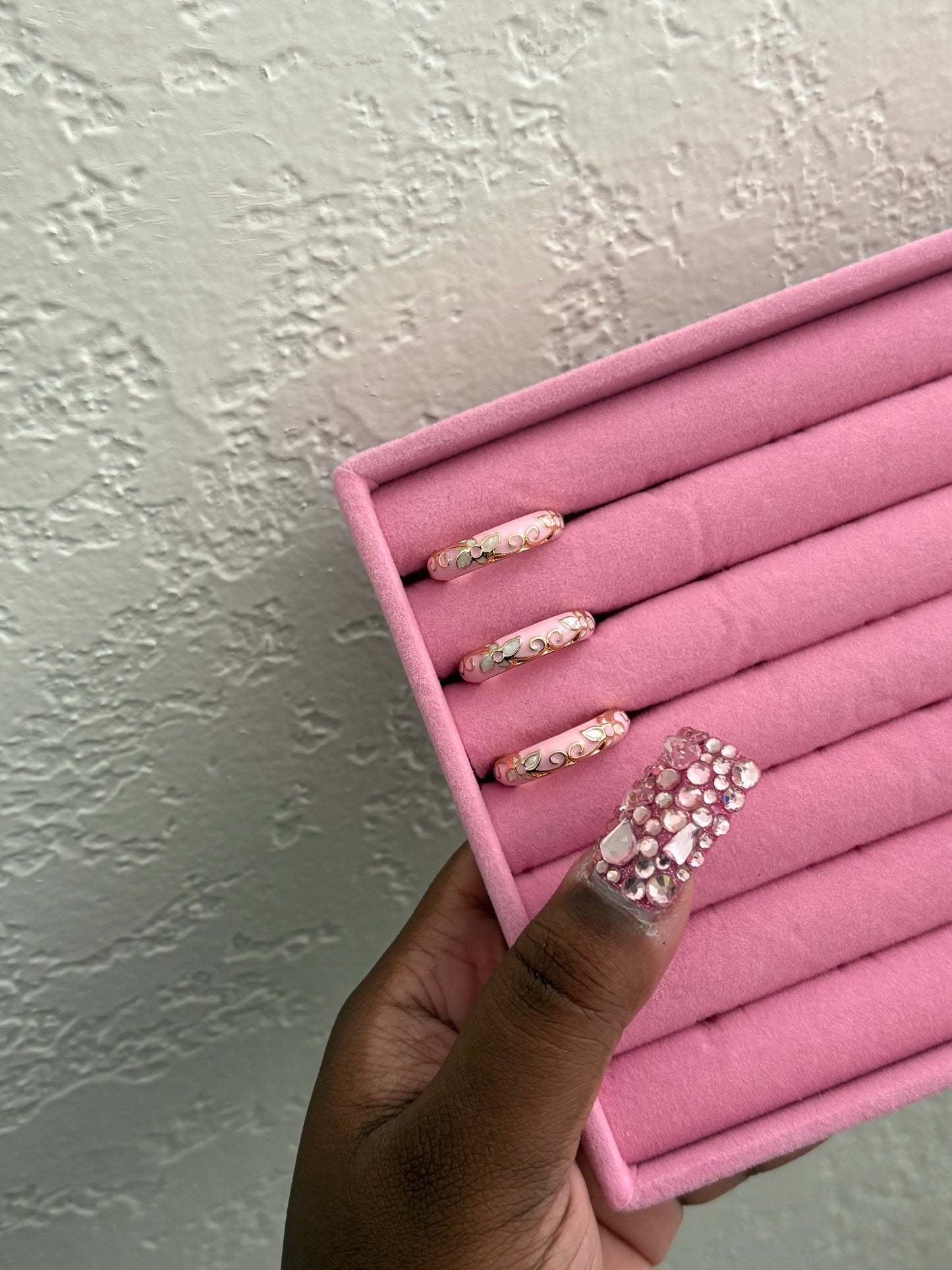 LIGHT PINK FLORAL RING (adjustable)