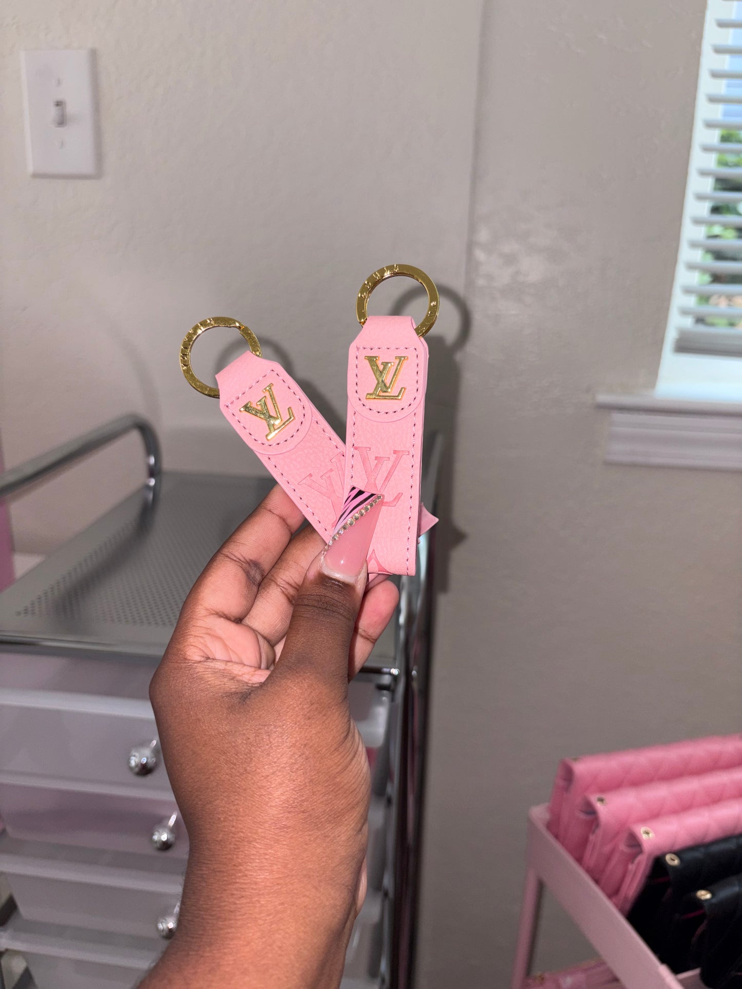 PINK LV KEYCHAIN