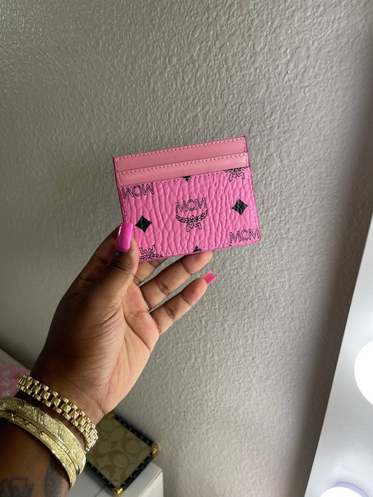 PINK MCM CARD HOLDER