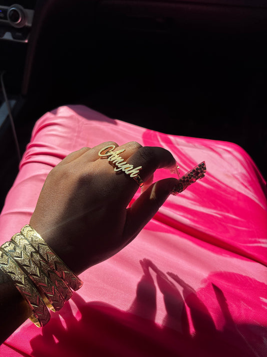 CUSTOM NAME DOUBLE FINGER RING