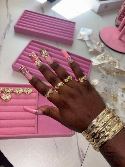 DOUBLE HEART NUGGET RING