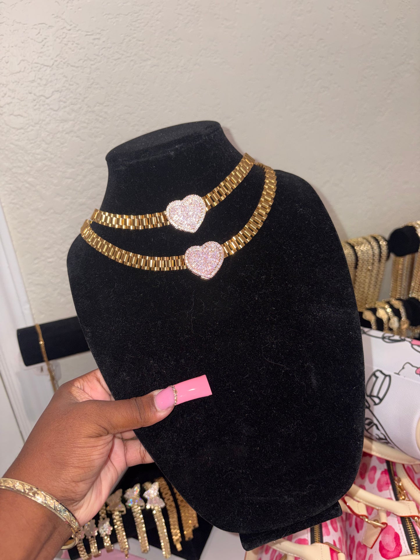 HEART BLING ROLEX NECKLACE