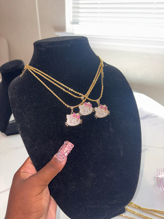 HK PINK BOW NECKLACE