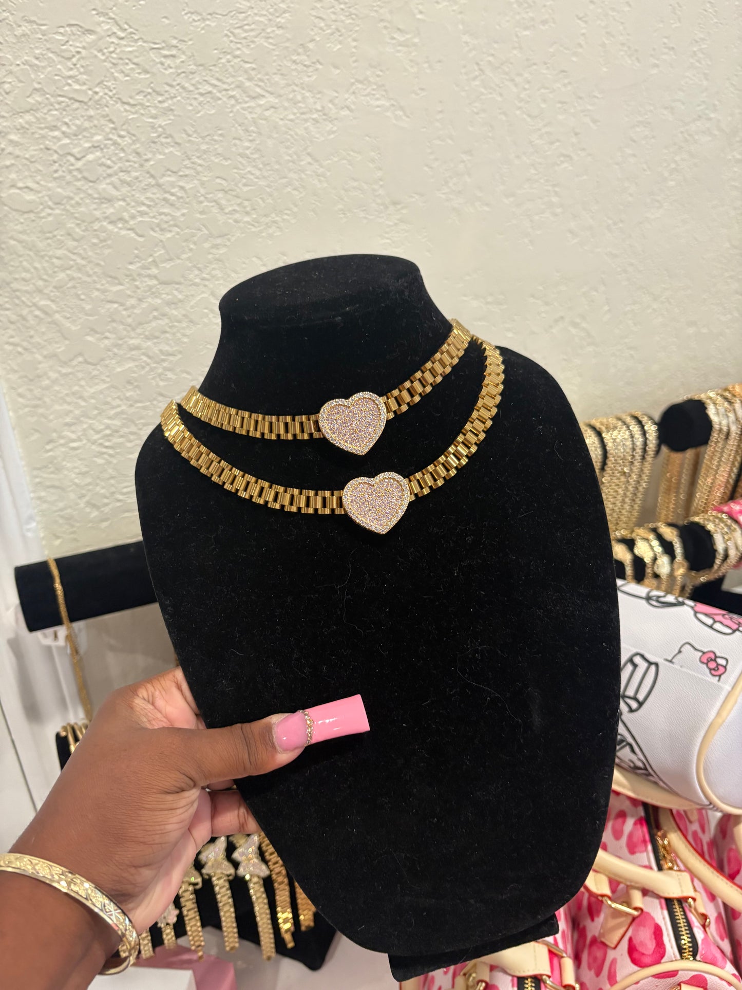 HEART BLING ROLEX NECKLACE