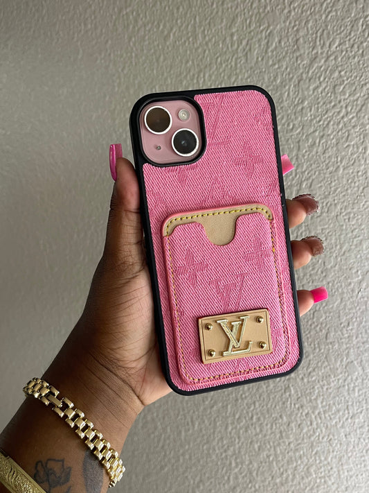PINK LV CARD HOLDER CASE