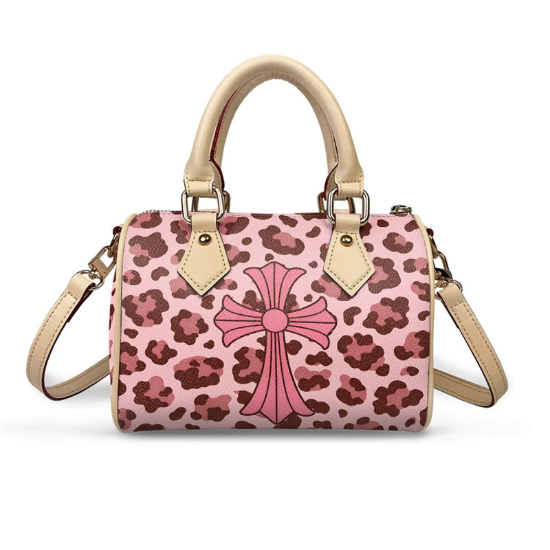 LIGHT PINK CHROME HRT LEOPARD PRINT PURSE (pre-order)