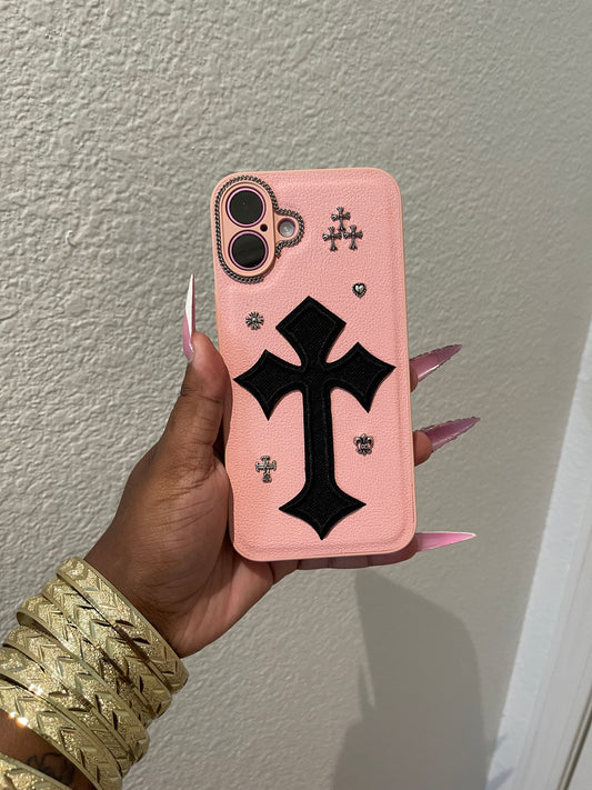 PINK & BLACK CHROME HEART CASE (pre-order)
