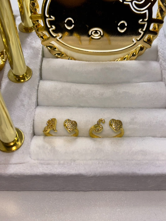 HEART INITIAL RING (adjustable)