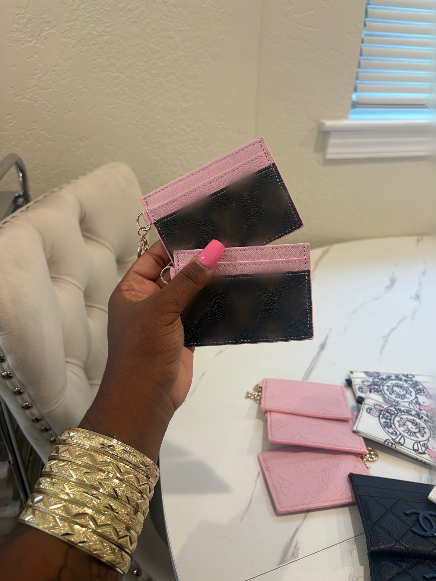 PINK/BROWN LUXE CARD HOLDER