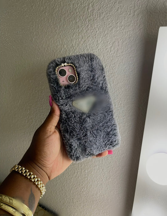 GREY FLUFFY LUXE CASE (pre-order)