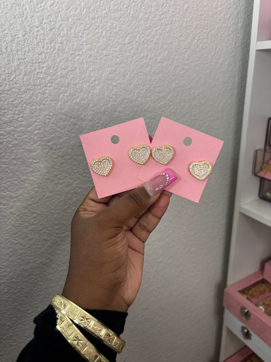 JUMBO BLING HEART STUDS