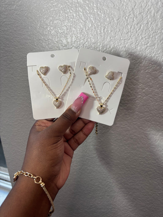 HEART NECKLACE + EARRINGS SET