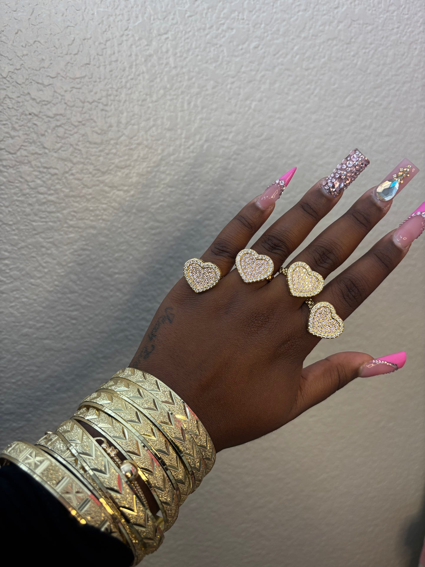 JUMBO PINK HEART RING