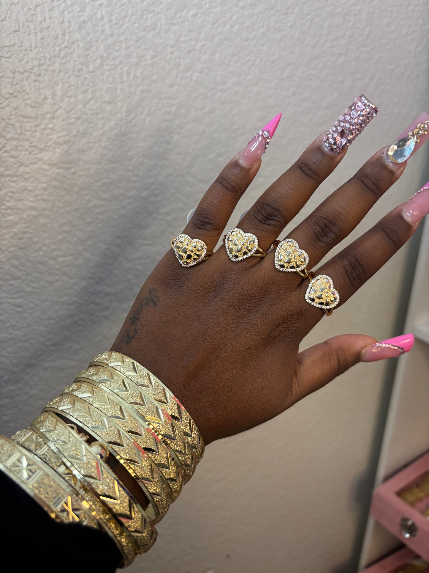 BLING HEART NUGGET RING