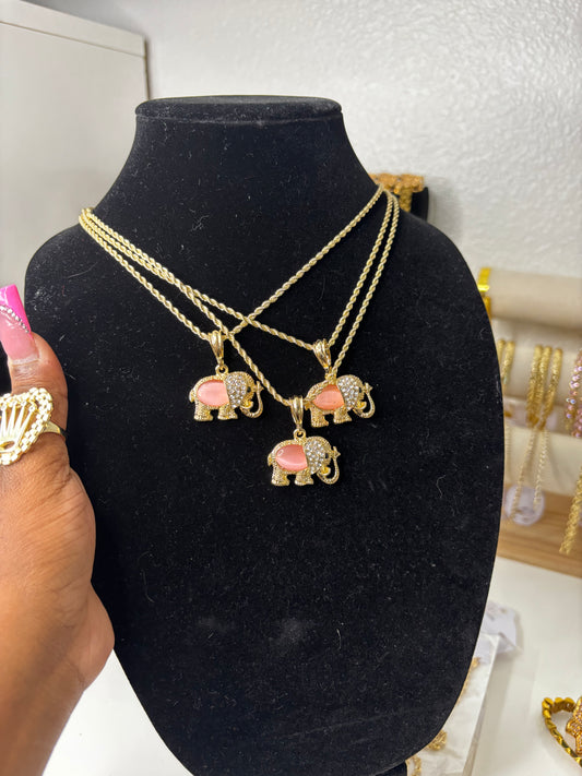 PINK ELEPHANT NECKLACE