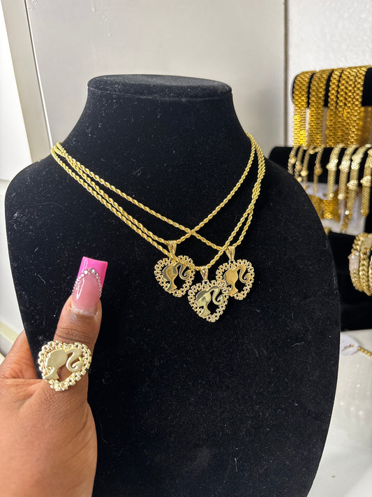 HEART ROLEX BARB NECKLACE