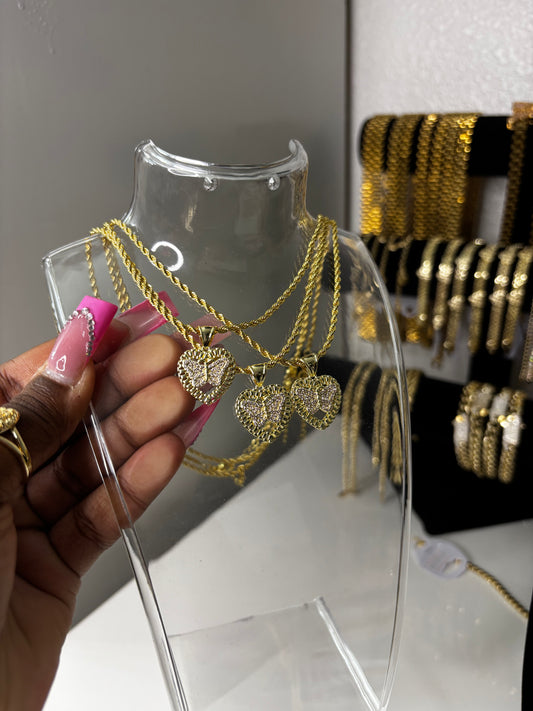 HEART ROLEX BUTTERFLY NECKLACE