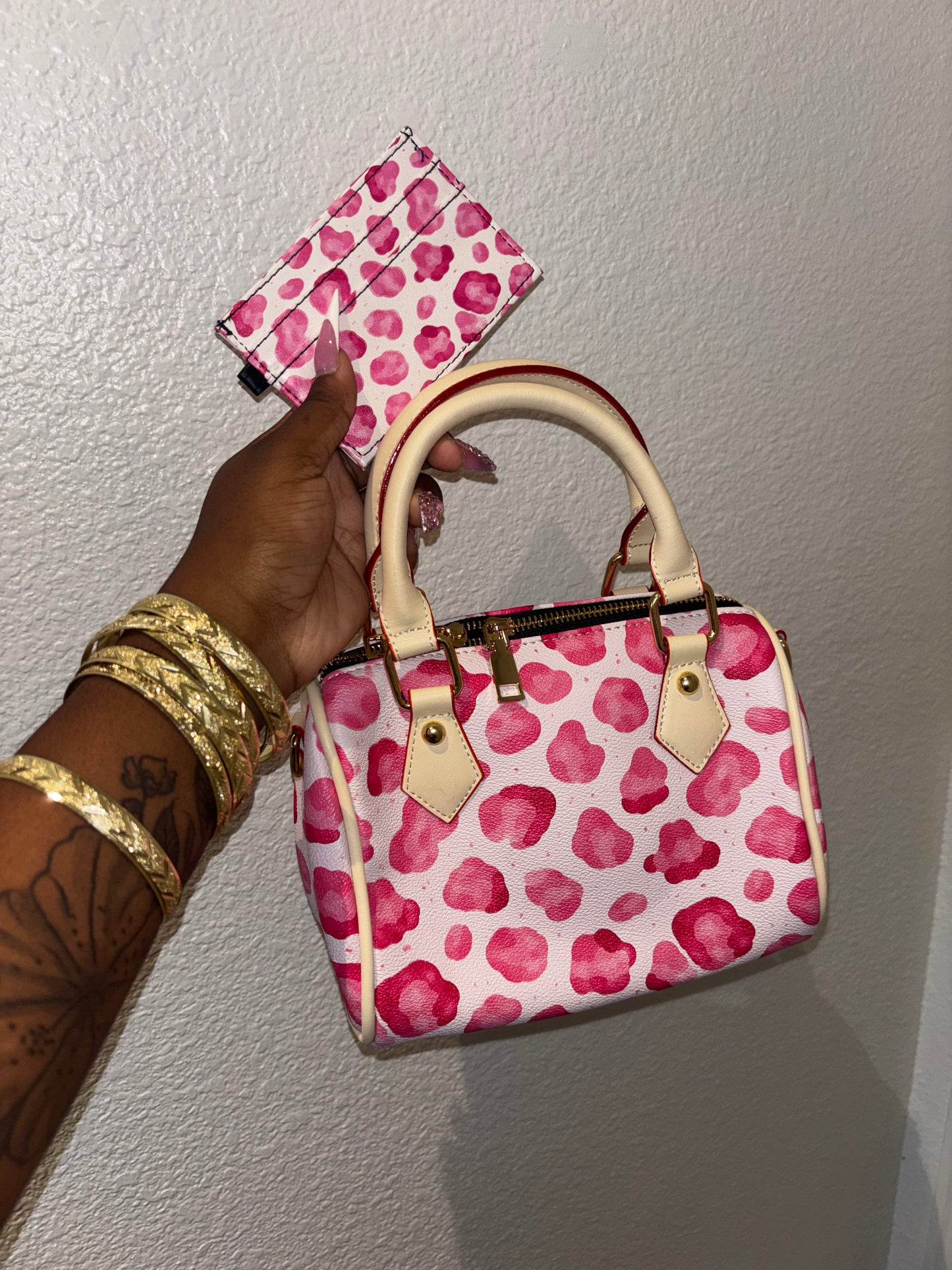PINK LEOPARD PRINT PURSE