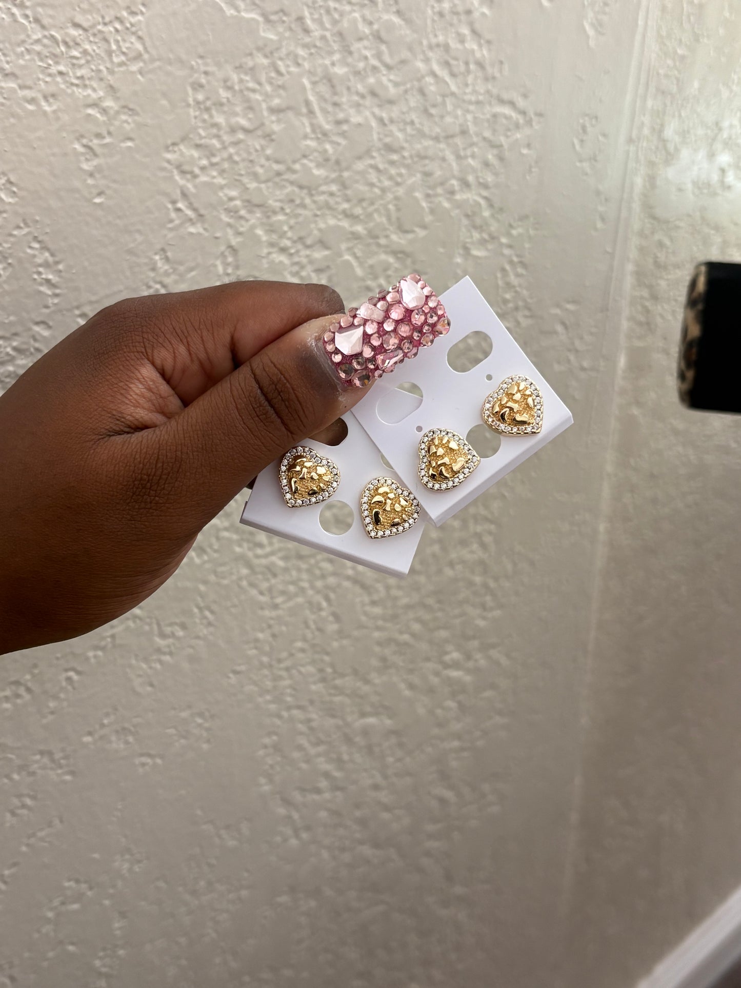 BLING HEART NUGGET STUDS